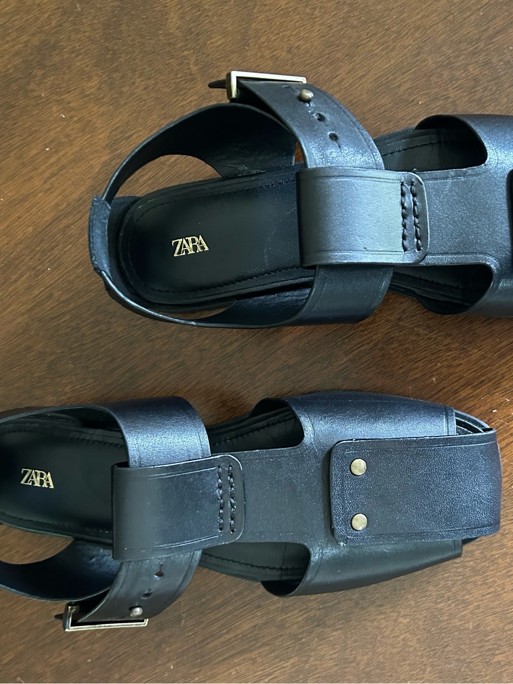 ZARA Women’s Black Leather Fisherman Sandals - Picture 2 of 6